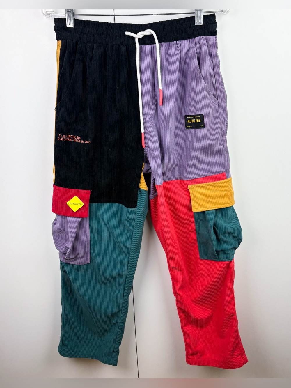Aelfric Eden Back to 90s Patchwork Color Block Corduroy Pants Medium Retro Skate - Picture 2 of 10